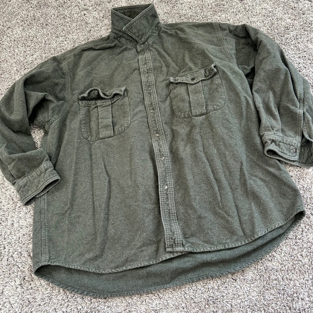 Moose Creek Legendary Clothing Flannel Shirt Men XL Green snap Up Long‎ Sleeve